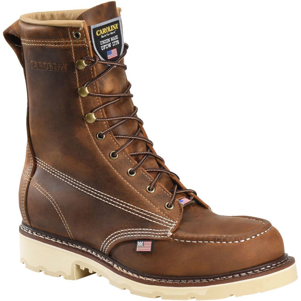 Carolina Mens CA7016 Ferric USA 8" Soft Toe Work Boots - Mens Dark Brown