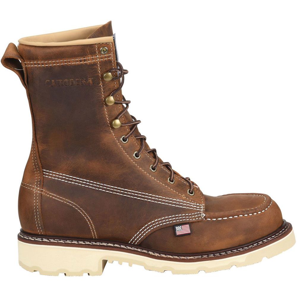 Carolina Mens CA7016 Ferric USA 8" Soft Toe Work Boots - Mens Dark Brown Side View