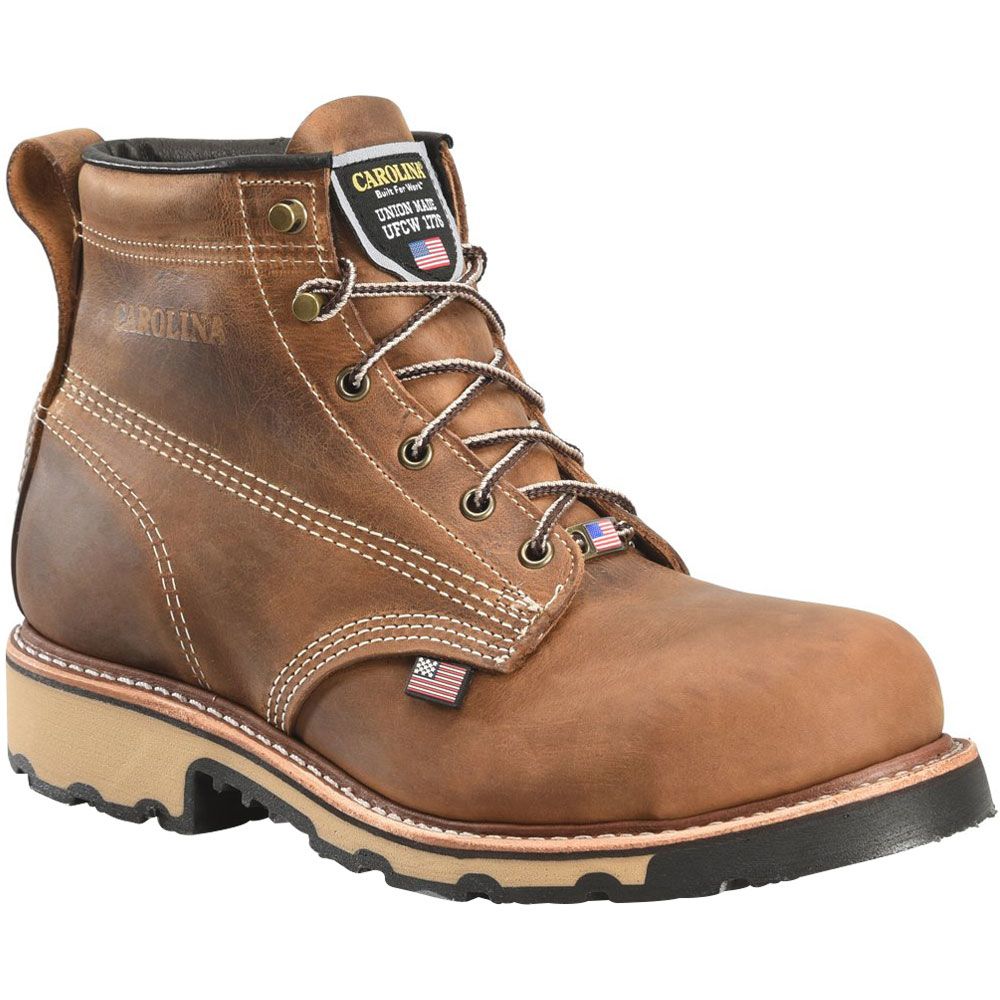 Carolina Ferric 6" USA CA7029 Mens Non-Safety Toe Work Boots Dark Brown