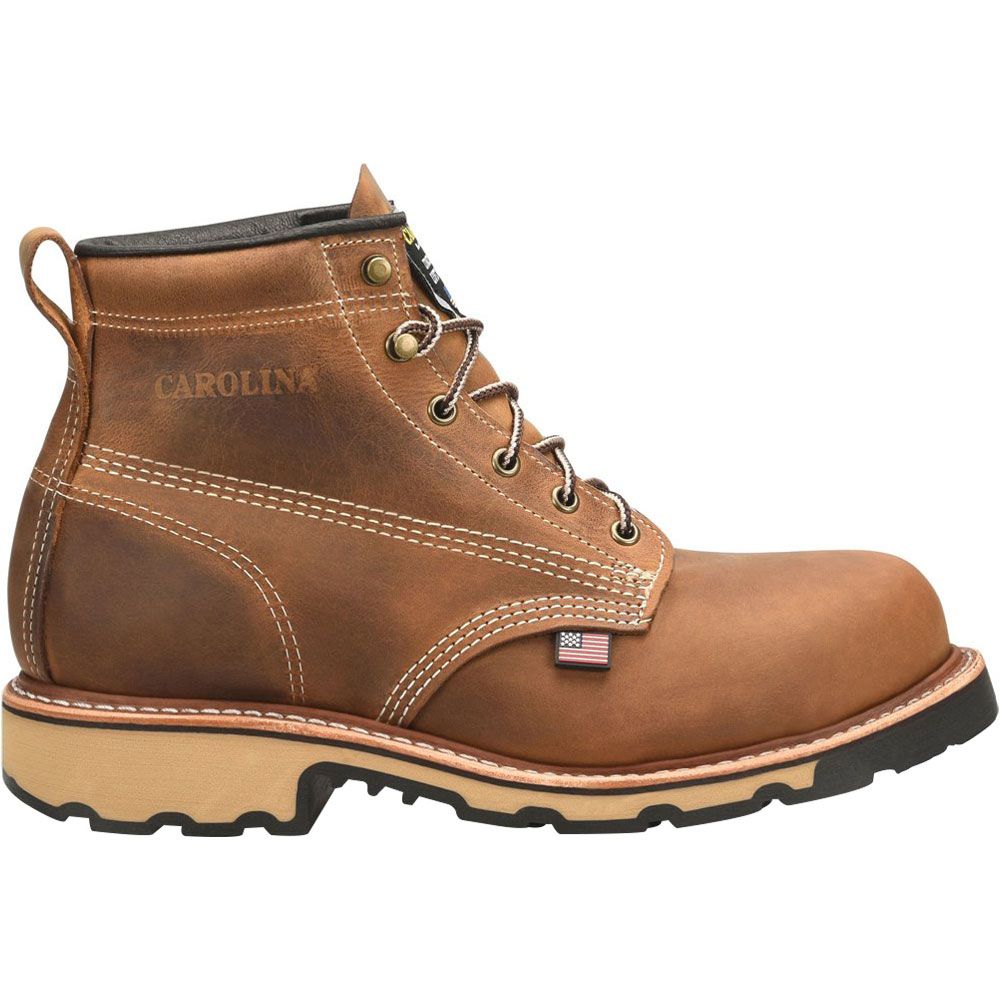 Carolina Mens 6" Domestic Work Non-Safety Toe Work Boots - Mens Dark Brown Side View