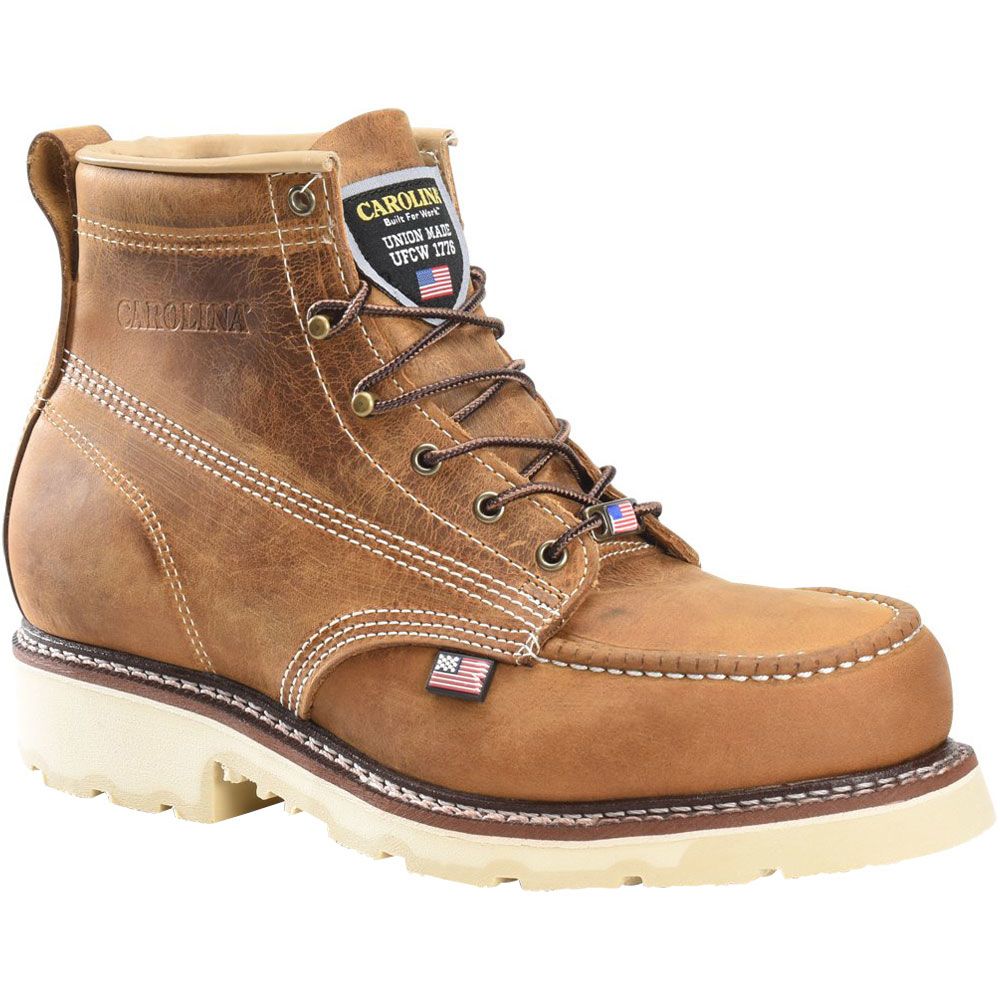 Carolina CA7514 Ferric USA Steel Moc Toe Mens Work Boots Dark Brown