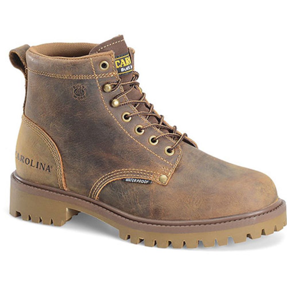 Carolina 6 Inch Waterproof EH Steel Toe Work Boots - Mens Medium Brown