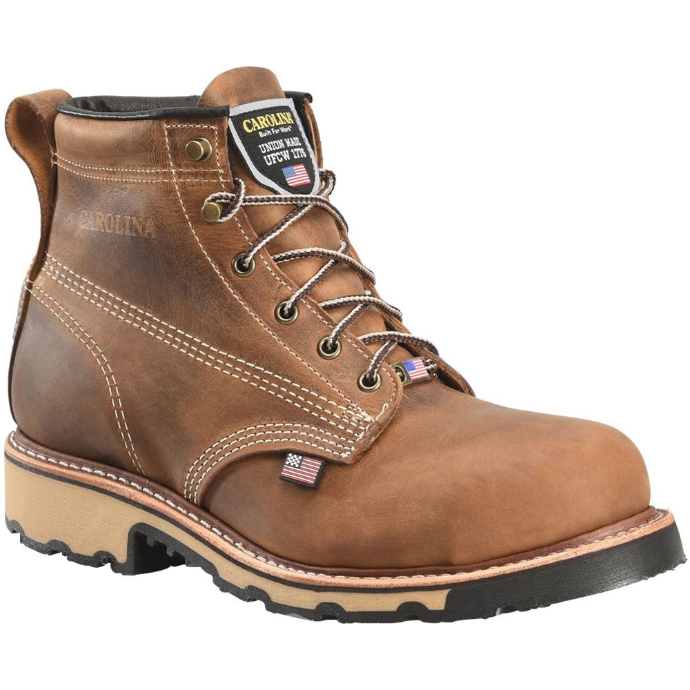 Carolina CA7829 Ferric USA 6" Steel Toe Mens Work Boots Dark Brown