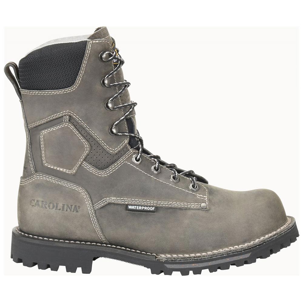 Carolina CA8032 8" WP Mens Soft Toe Work Boots Gray Black Side View