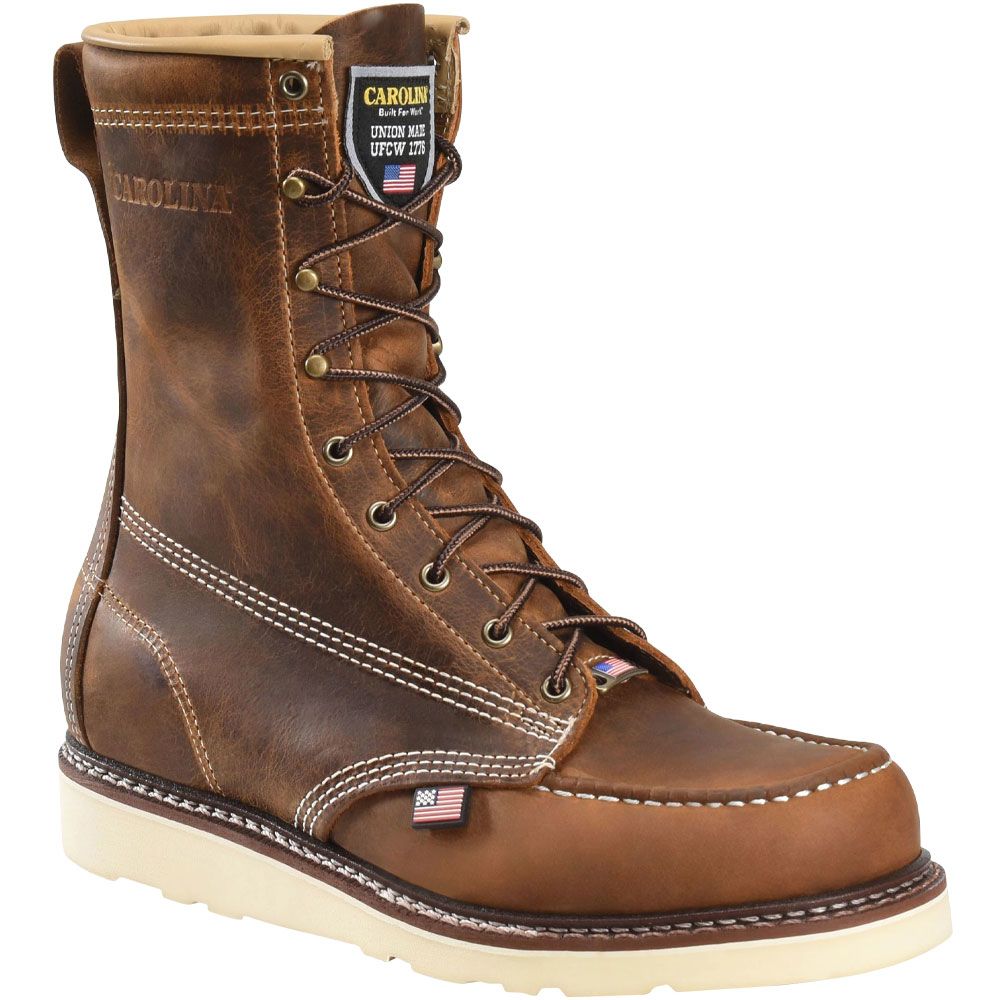 Carolina CA8512 Amp 8" USA Wedge Moc Safety Toe Work Boots - Mens Dark Brown