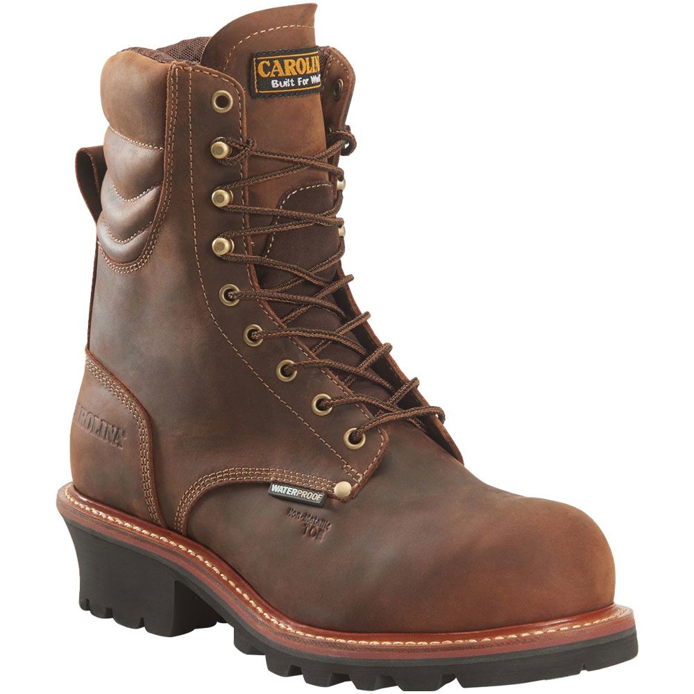 Carolina CA9854 9" WP Logger Composite Toe Mens Work Boots Dark Brown
