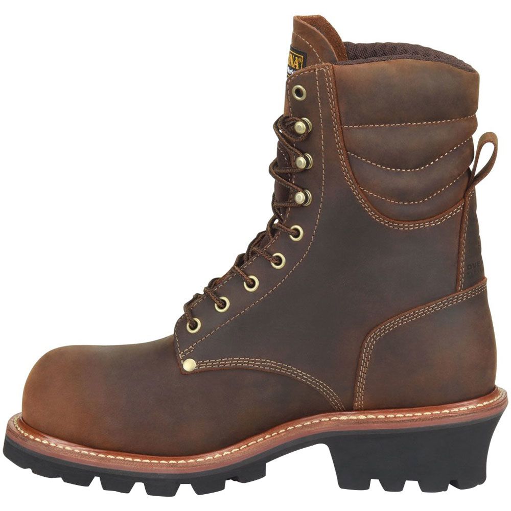 Carolina CA9854 9" WP Logger Composite Toe Mens Work Boots Dark Brown Back View