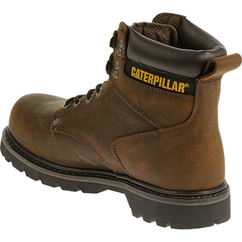 Caterpillar Footwear Second Shift Work Boots - Mens Dark Brown Back View