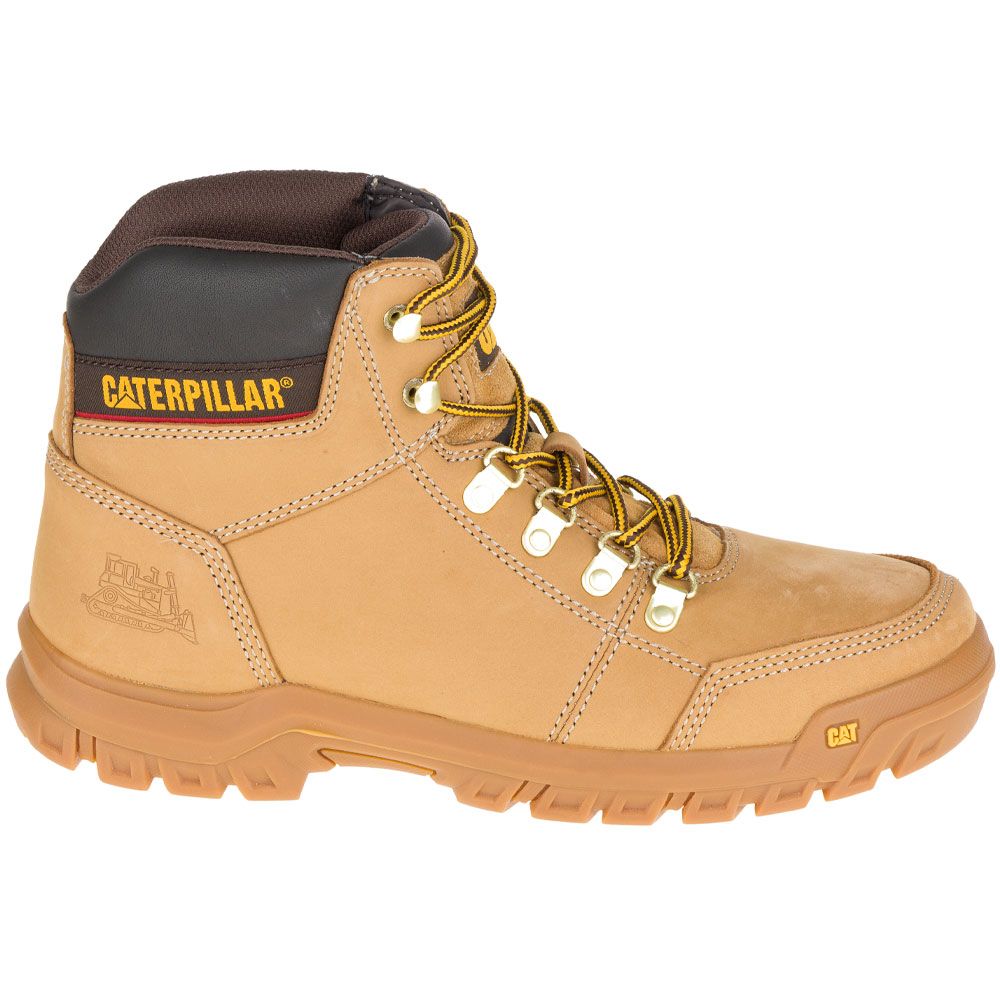 Caterpillar Footwear Outline Non-Safety Toe Work Boots - Mens Wheat Side View