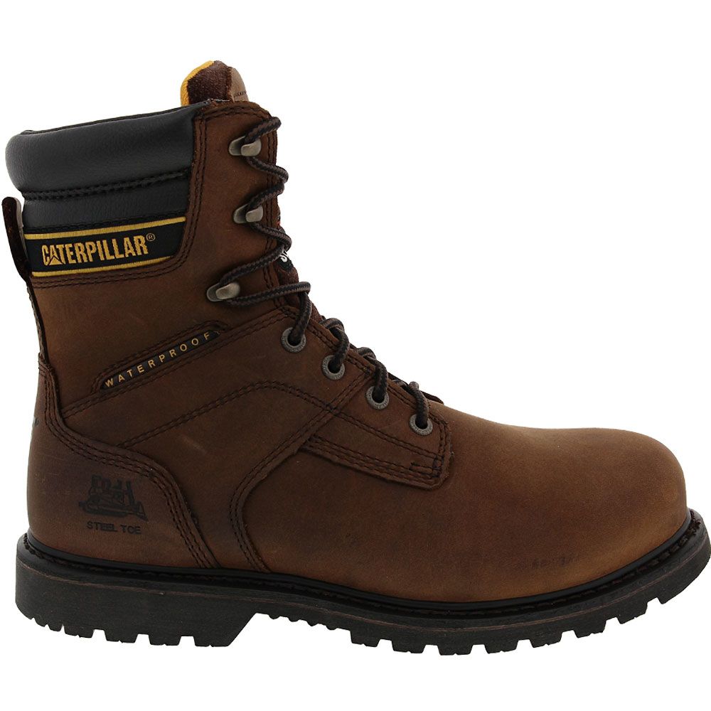 Caterpillar Footwear Salvo Steel Toe Work Boots - Mens Dark Brown Side View