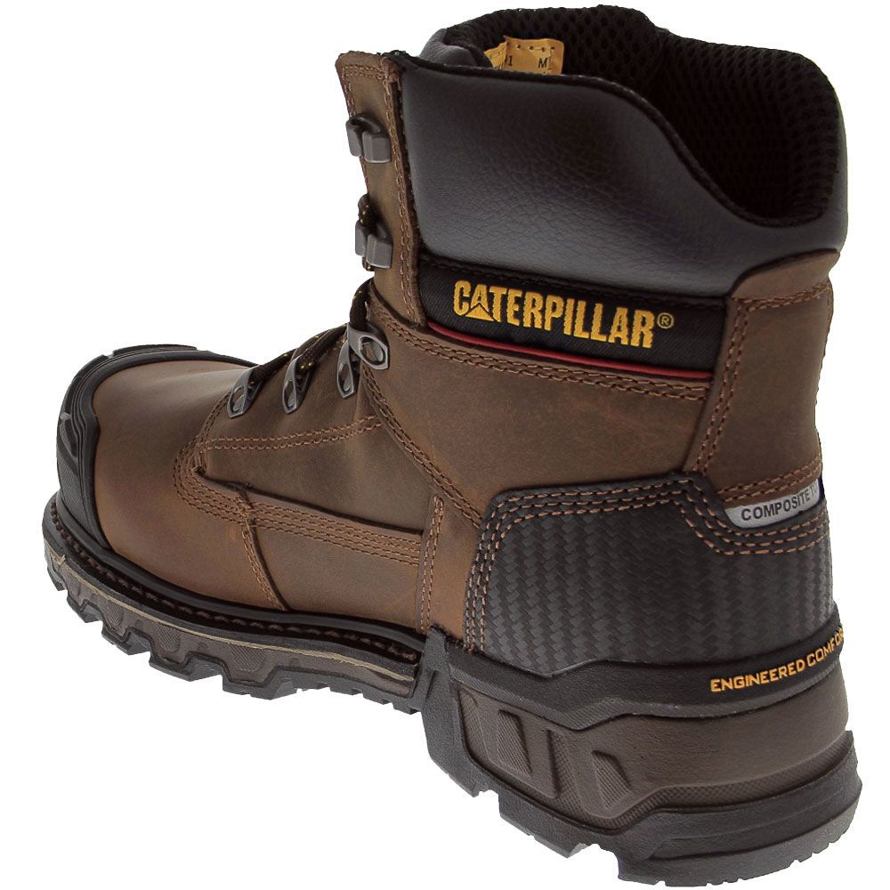 Caterpillar Footwear Excavator H2O Comp Toe Work Boots - Mens Brown Back View