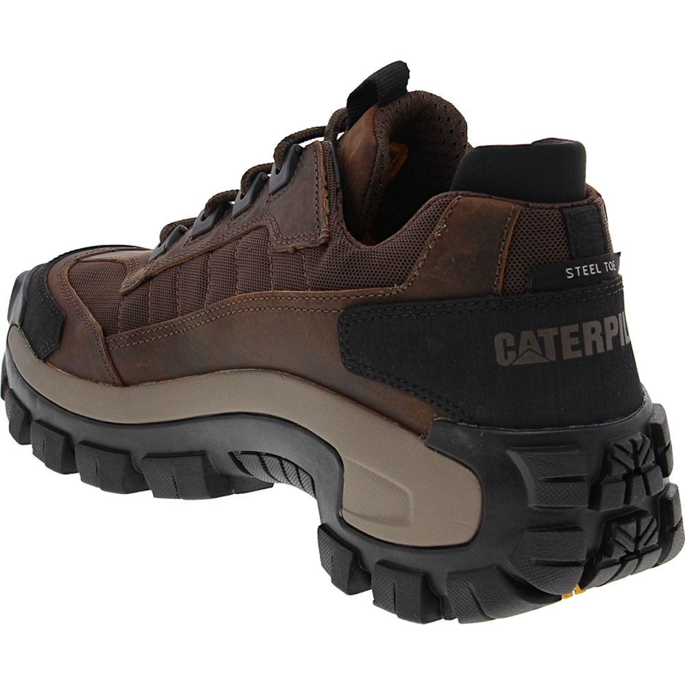 Caterpillar Footwear Invader Mens Safety Toe Work Boots Dark Brown Back View
