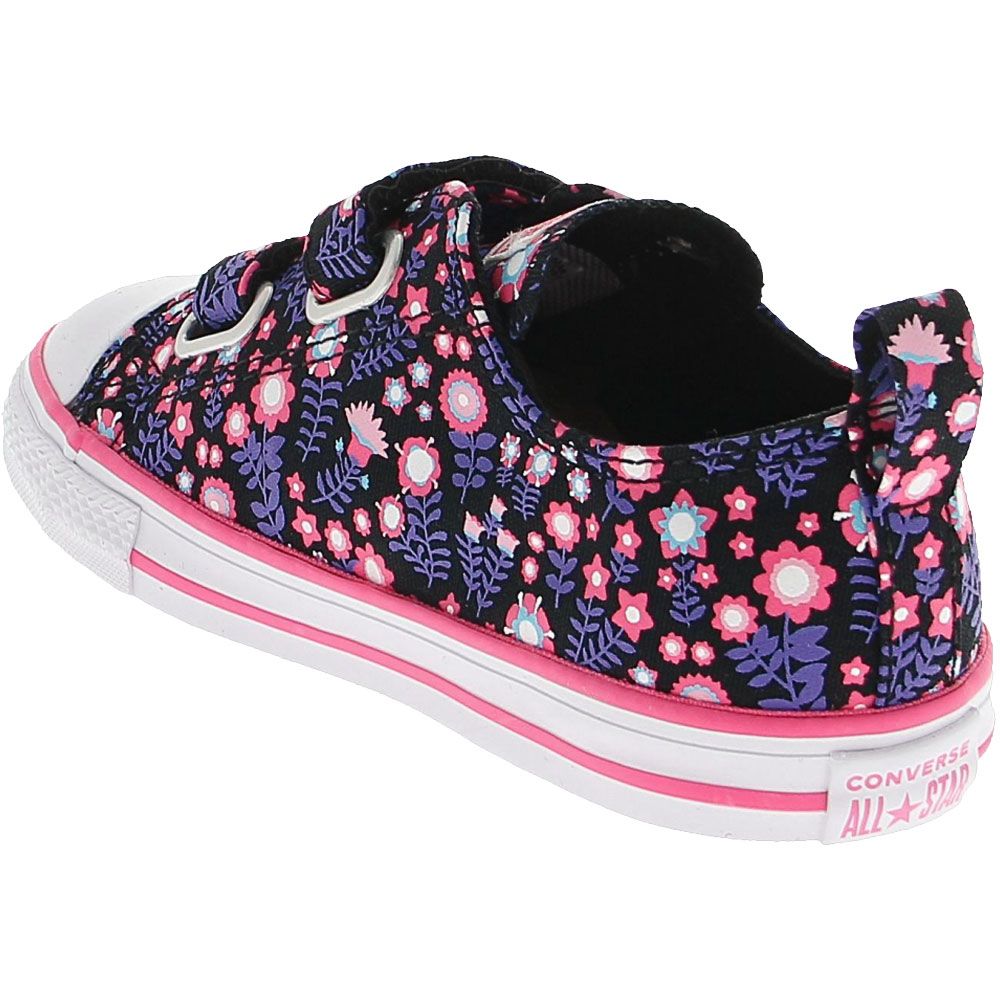 Converse All Star 2v Flower Athletic Shoes - Baby Toddler Black Bold Pink Back View