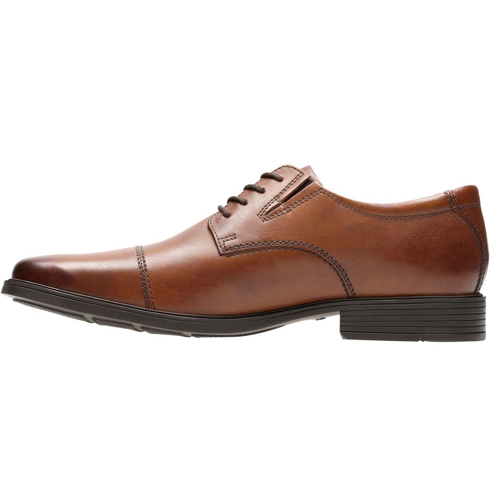 Clarks Tilden Cap Oxford Dress Shoes - Mens Dark Tan Leather Back View