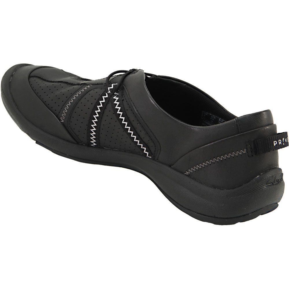 Clarks Asney Slip On Casual Shoes - Womens Black Leather Back View
