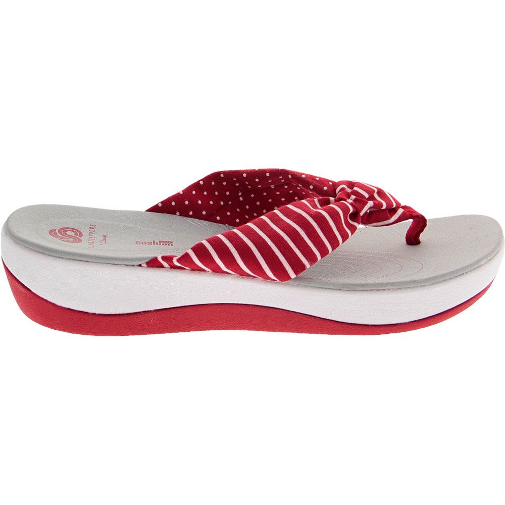 Clarks Arla Glison Flip Flops - Womens Red Stripe Side View
