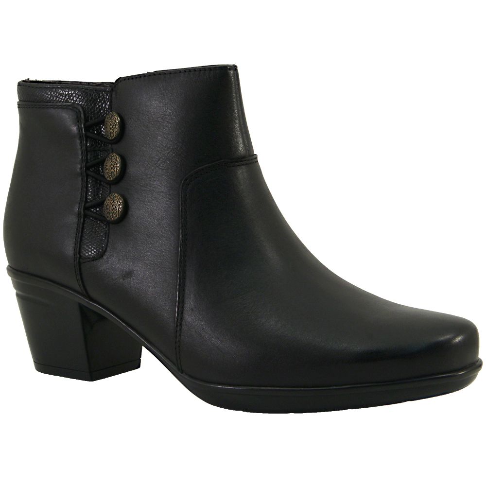 Clarks Emslie Monet Ankle Boots - Womens Black Leather