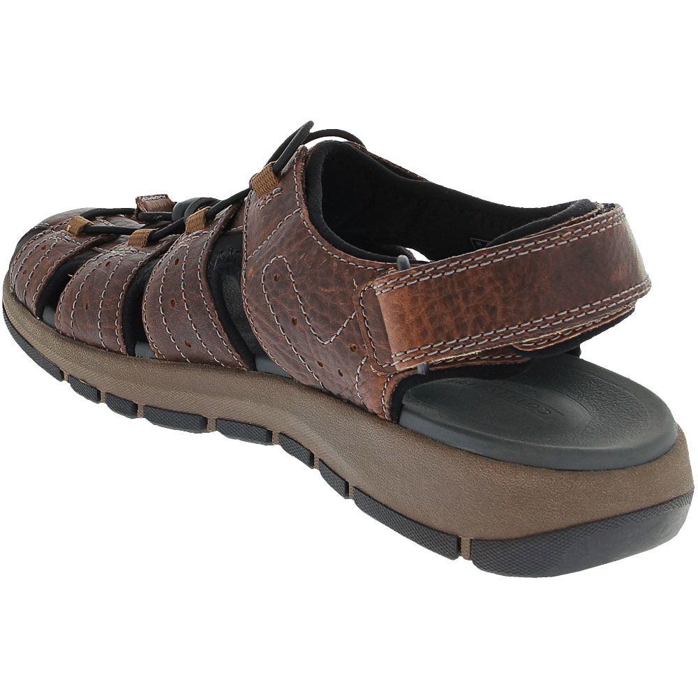 Clarks Brixby Cove Sandals - Mens Dark Brown Leather Back View