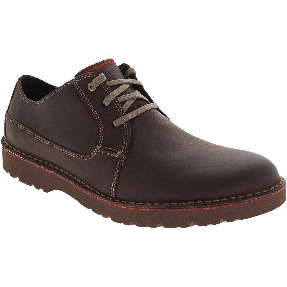 Clarks Vargo Plain Lace Up Casual Shoes - Mens Dark Brown