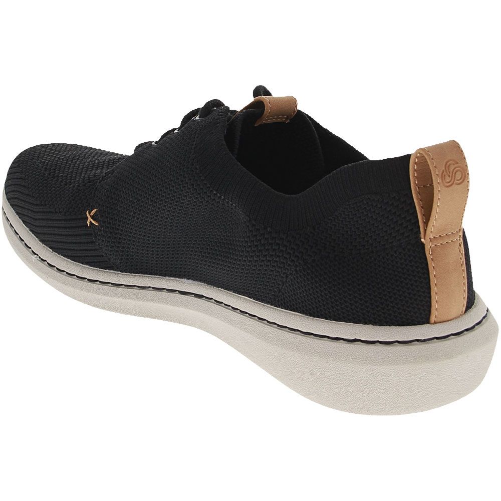 Clarks Step Urban Mix Lace Up Casual Shoes - Mens Black Textile Knit Back View
