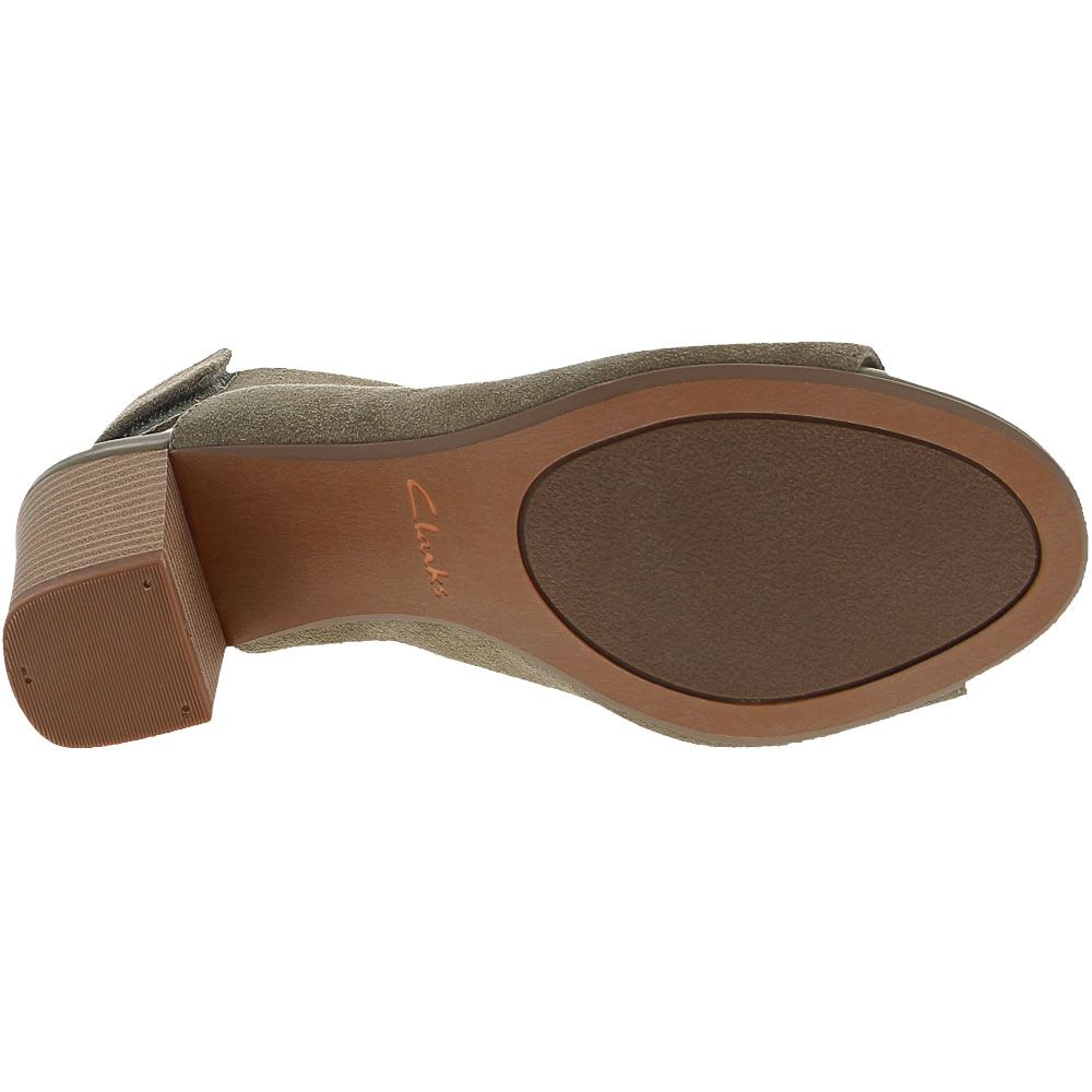 Clarks Deva Bell Sandals - Womens Olive Suede Sole View