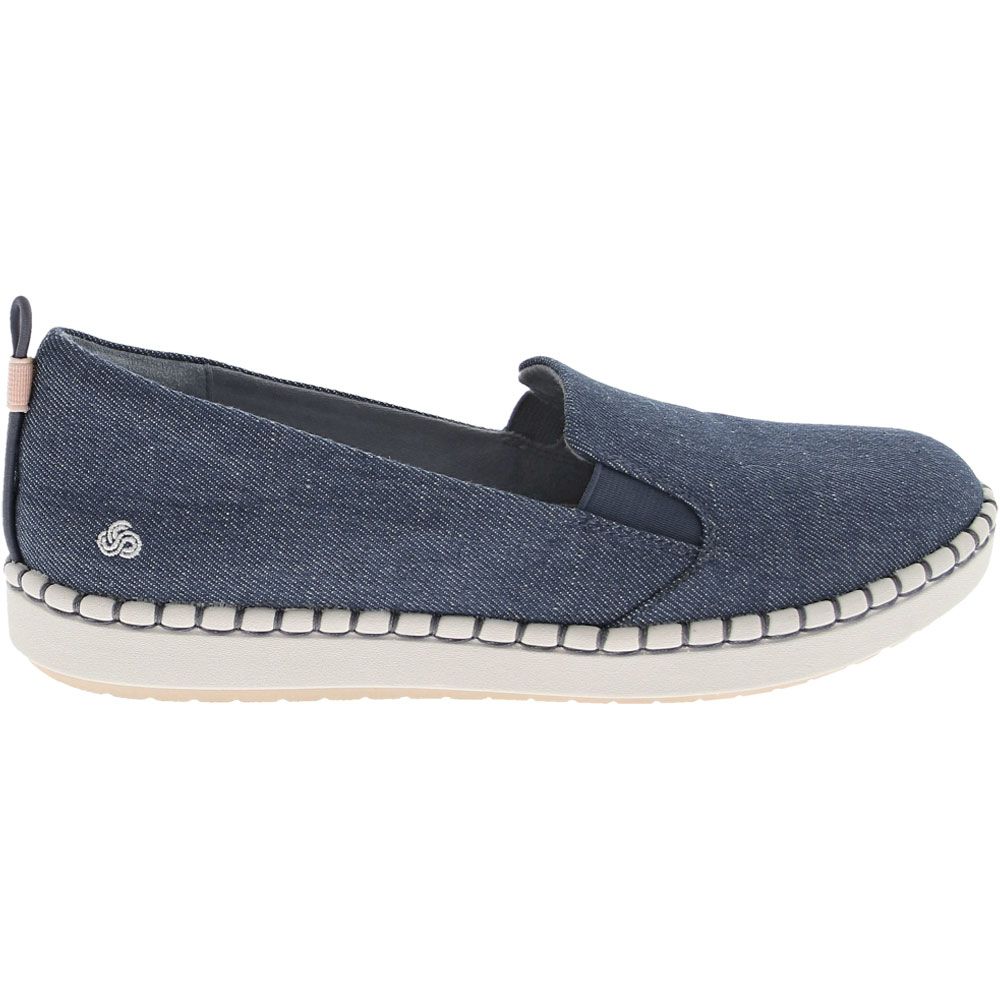 Clarks Step Glow Slip Slip on Casual Shoes - Womens Blue Side View