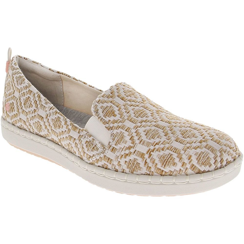 Clarks Step Glow Slip Soft Gold Canvas Womens Slip On Casual Shoes 