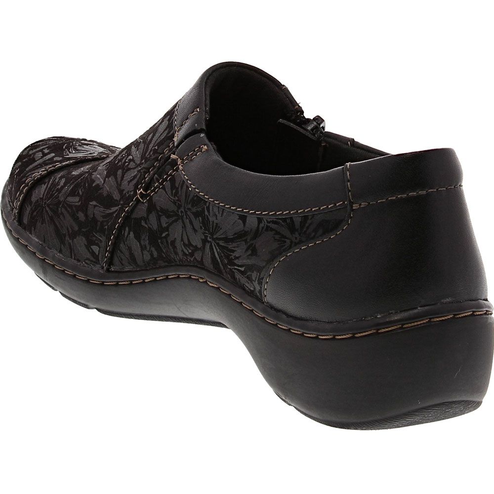 Clarks Cora Giny Slip on Casual Shoes - Womens Black Combination Back View