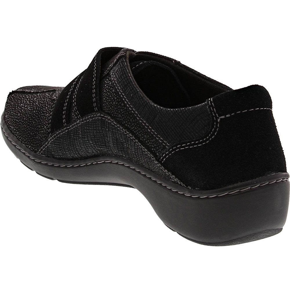 Clarks Cora Azalia Slip on Casual Shoes - Womens Black Combination Back View