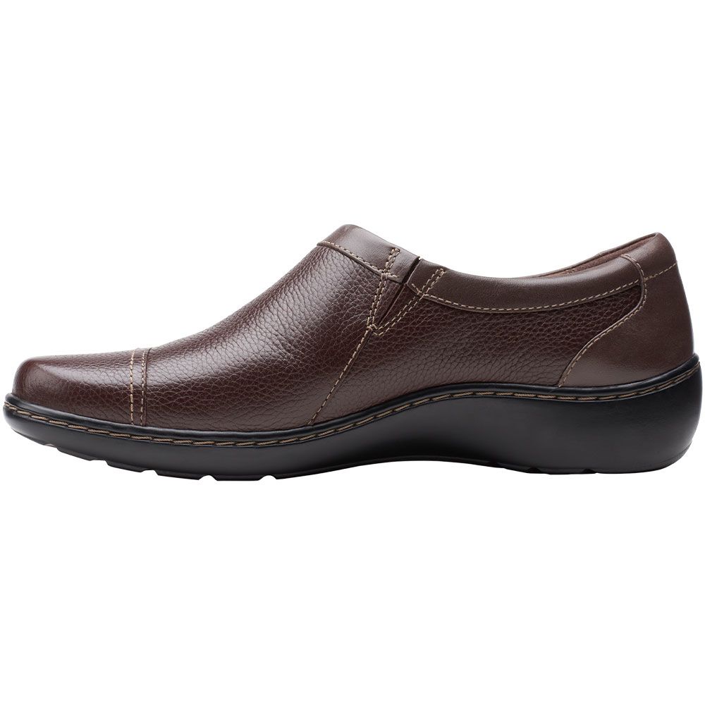 Clarks Cora Giny Slip on Casual Shoes - Womens Dark Brown Tumbled Smooth Back View