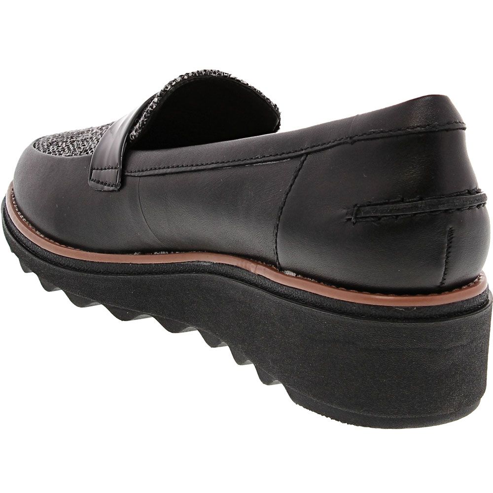 Clarks Sharon Gracie Slip on Casual Shoes - Womens Black White Back View