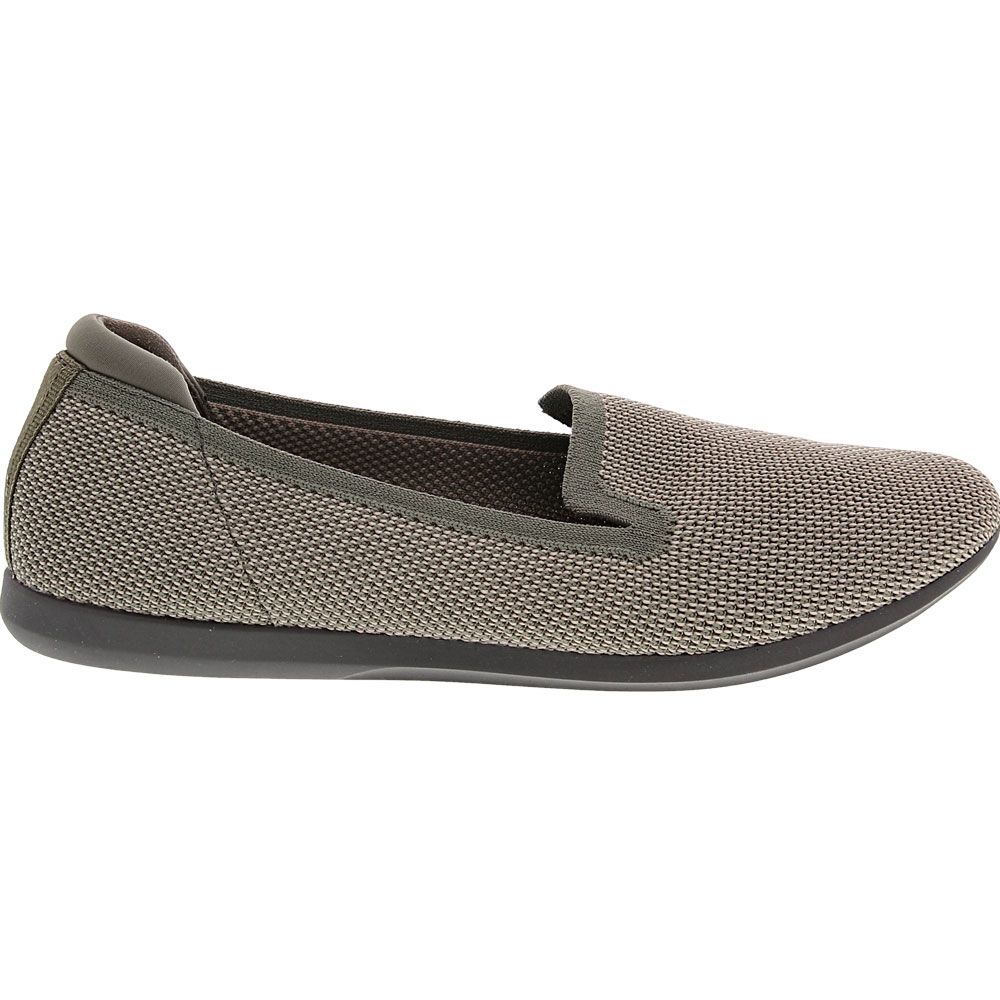 Clarks Carly Dream Slip on Casual Shoes - Womens Dusty Olive Side View