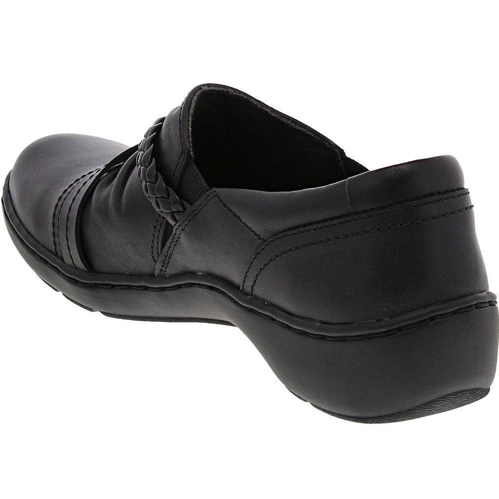 Clarks Cora Braid Slip on Casual Shoes - Womens Black Back View