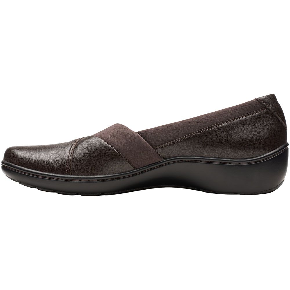 Clarks Cora Charm Slip on Casual Shoes - Womens Dark Brown Leather Back View