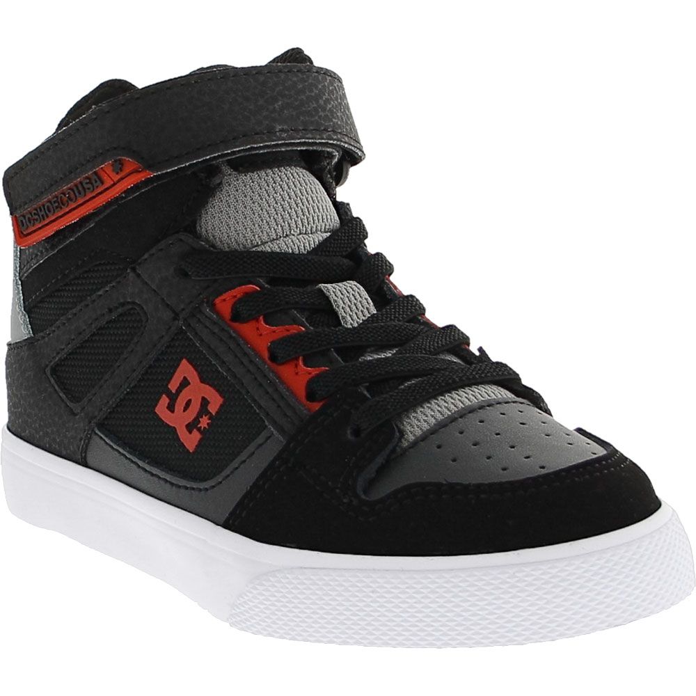 DC Kids' Pure High Top Ev Skate Shoes with Ankle Strap and Elastic Laces 