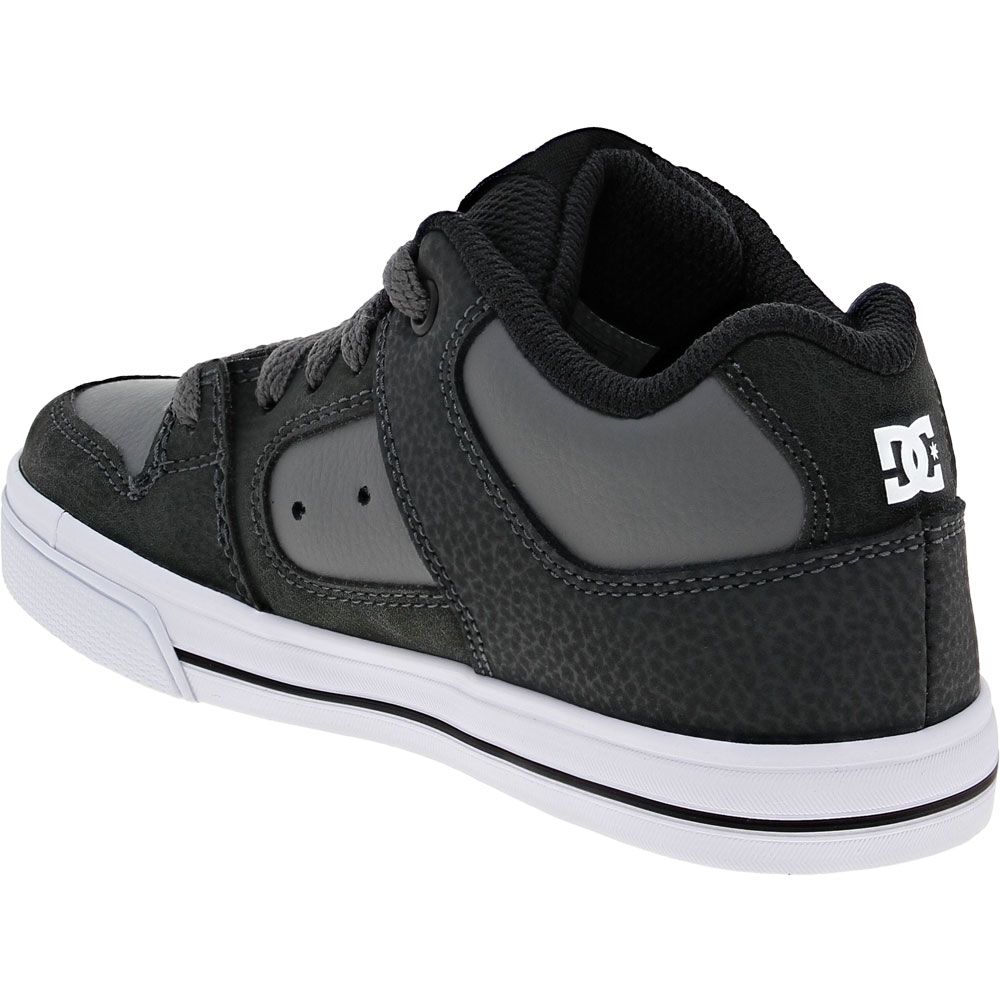 DC Shoes Pure Mid Boys Skate Shoes Black Grey White Back View