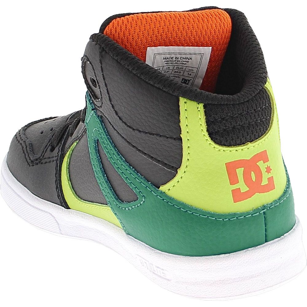 DC Shoes Pure High Top Athletic Shoes - Baby Toddler Black Green Back View