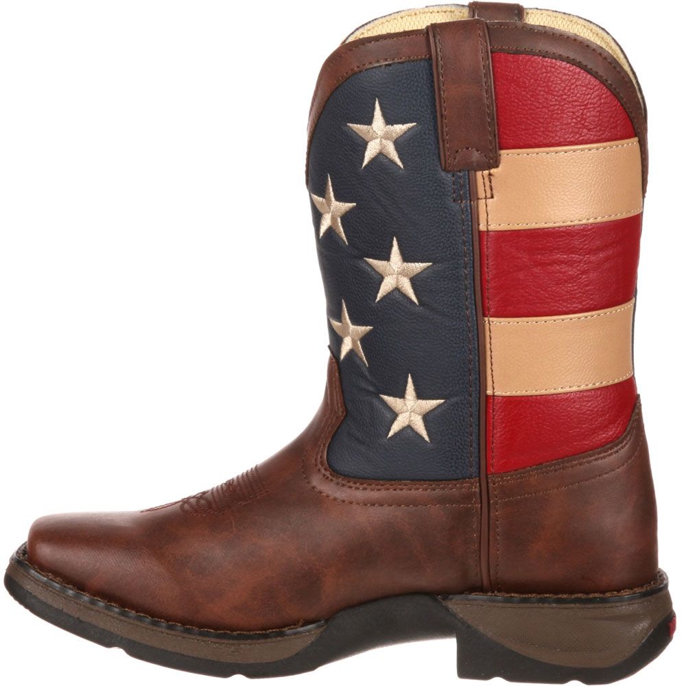 Durango Lil Durango Patriotic Flag 8in Kids Western Boots Brown Union Flag Back View