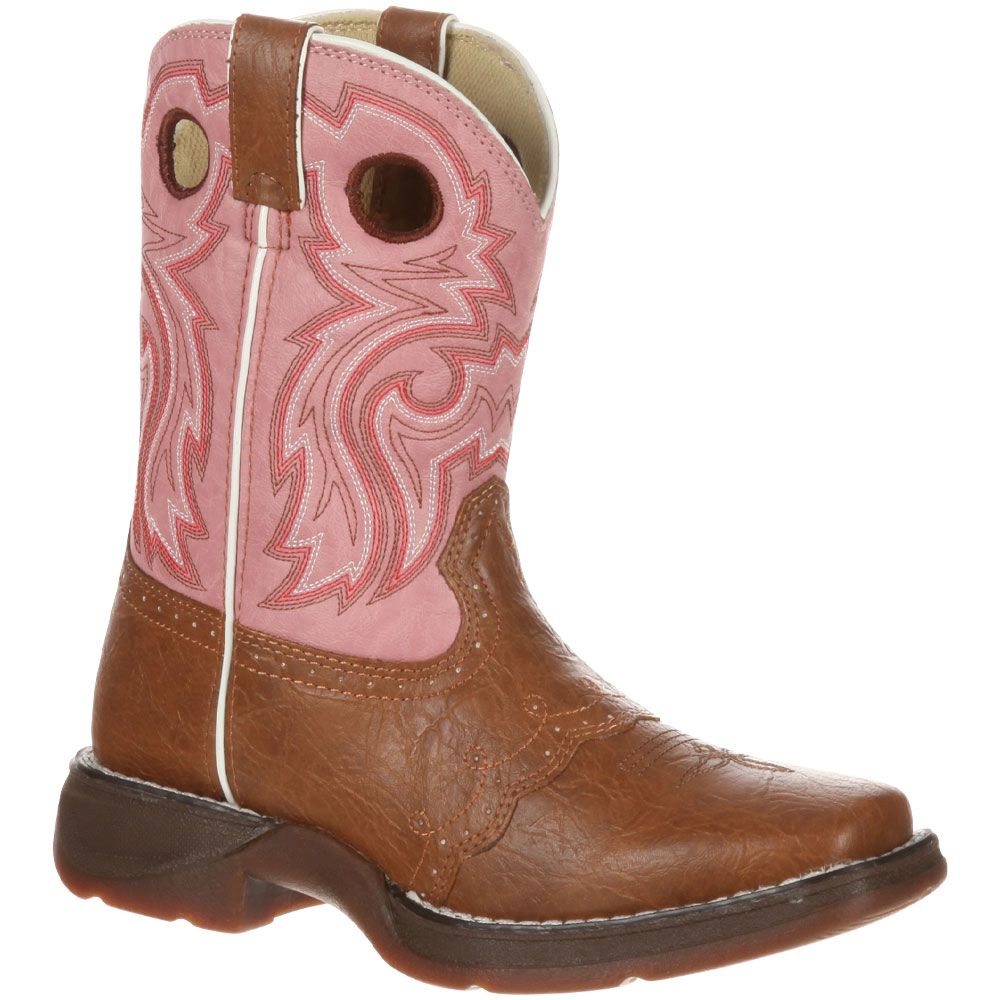 Durango Lil Durango Lacey Pink 8in Little Girls Western Boots Tan Pink
