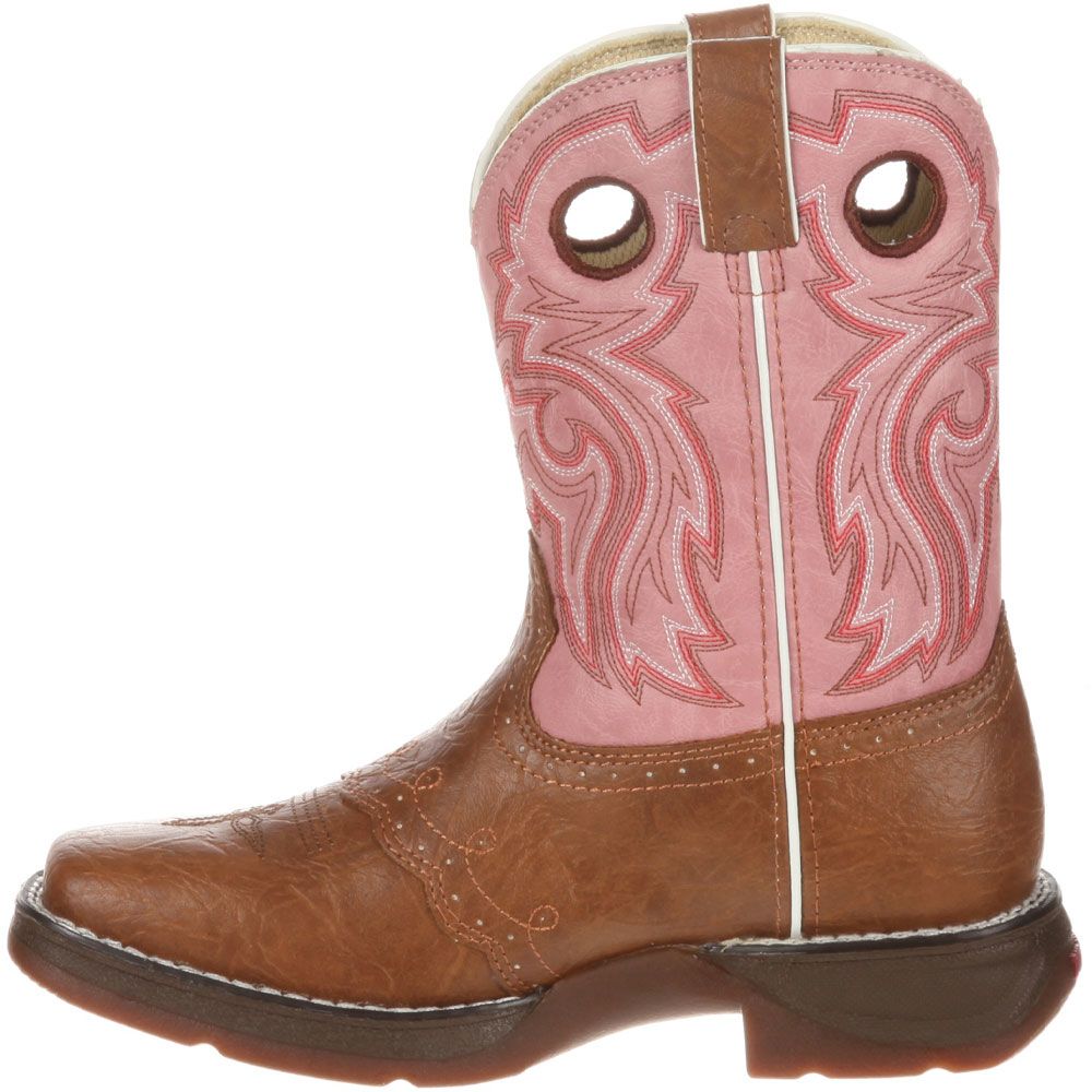 Durango Lil Durango Lacey Pink 8in Little Girls Western Boots Tan Pink Back View