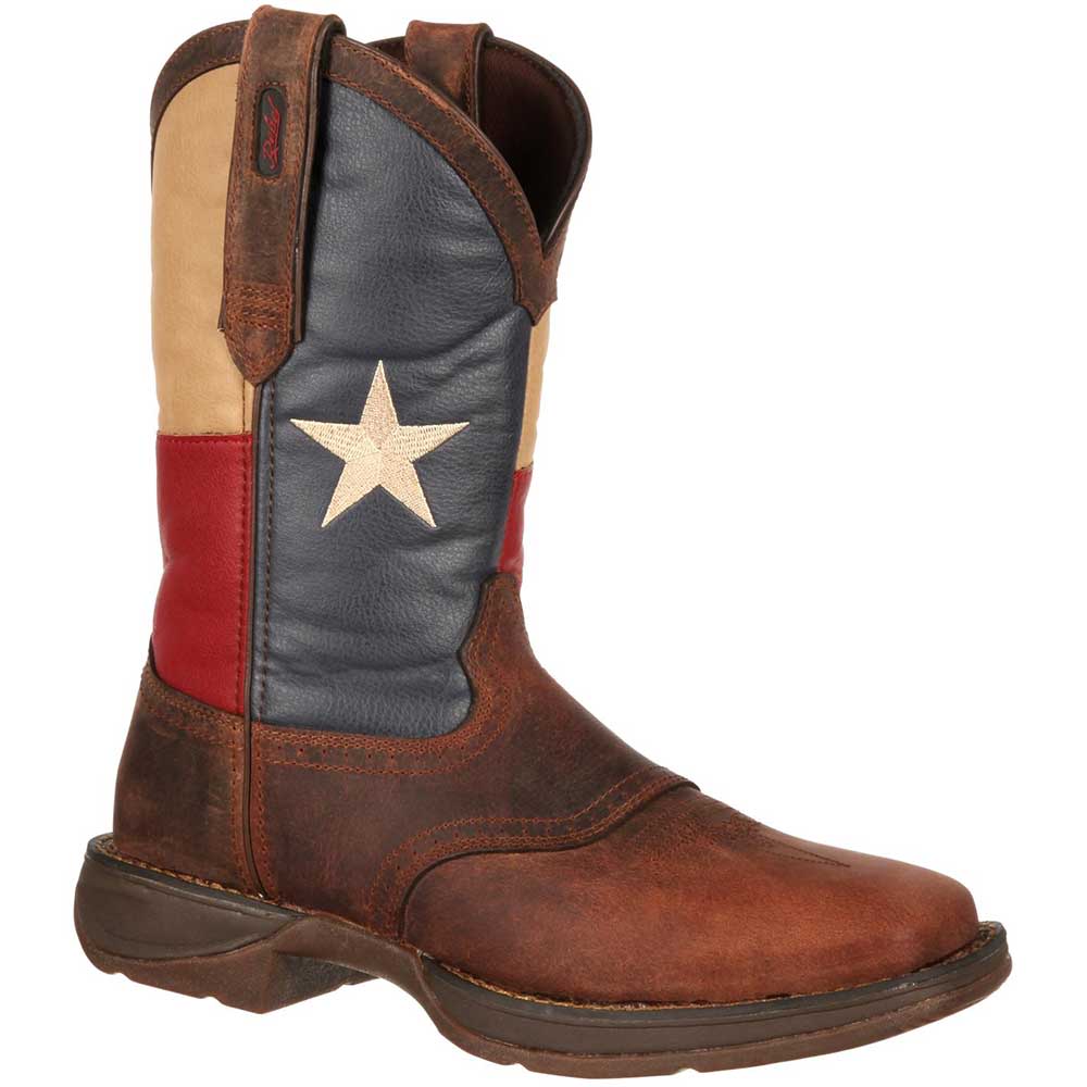 Durango Rebel Texas Flag Mens Pull On Western Boots Dark Brown Texas Flag