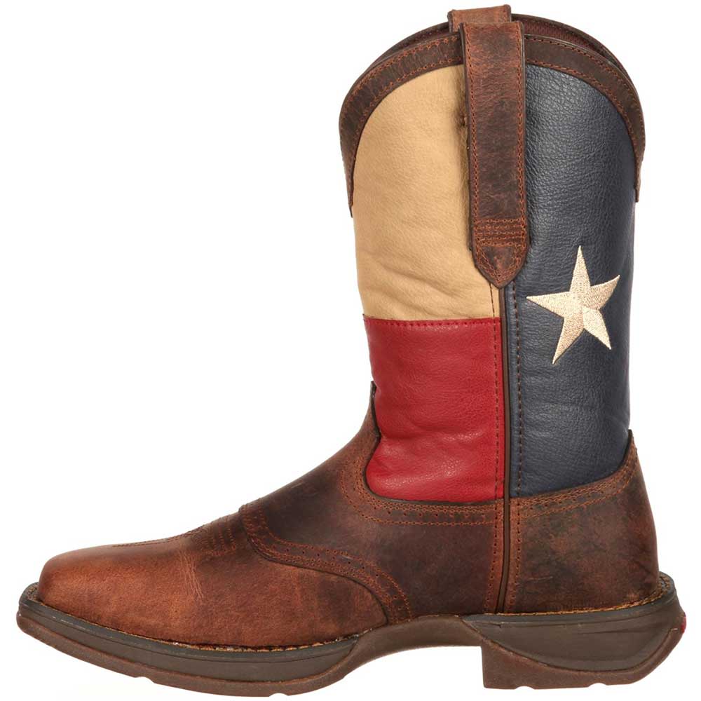 Durango Rebel Texas Flag Mens Pull On Western Boots Dark Brown Texas Flag Back View
