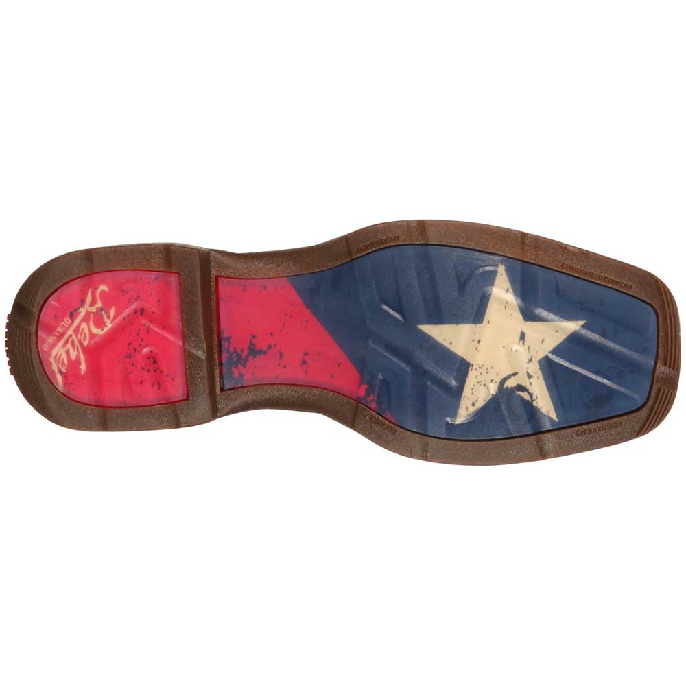 Durango Rebel Texas Flag Mens Pull On Western Boots Dark Brown Texas Flag Sole View