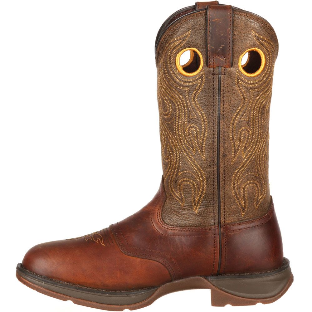 Durango Rebel Brown Saddle Mens Western Boots Sunset Velocity Trail Brown Back View