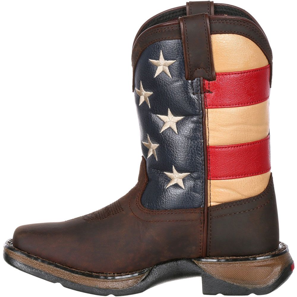 Durango Lil Rebel Little Kids Flag Western Boots Brown Union Flag Back View