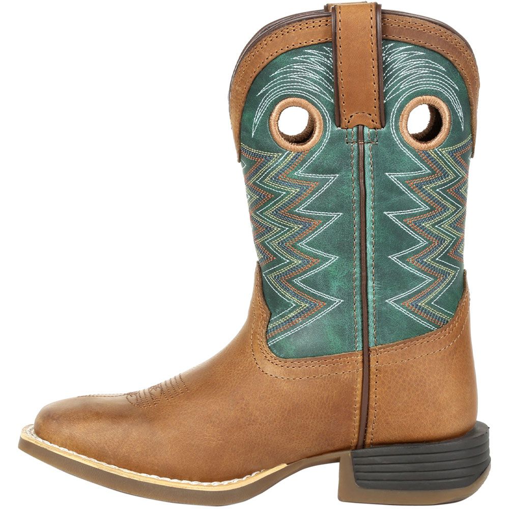 Durango Lil Rebel Pro Teal Little Kids Western Boots Wheat Tidal Teal Back View