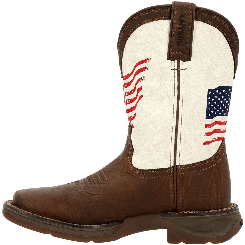 Durango Lil Rebel Distressed Flag 8" Little Kids Western Boots Bay Brown White Back View