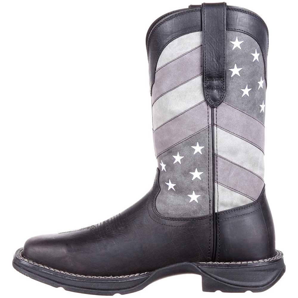 Durango Rebel Faded Black Flag Mens Western Boots Black Charcoal Grey Back View