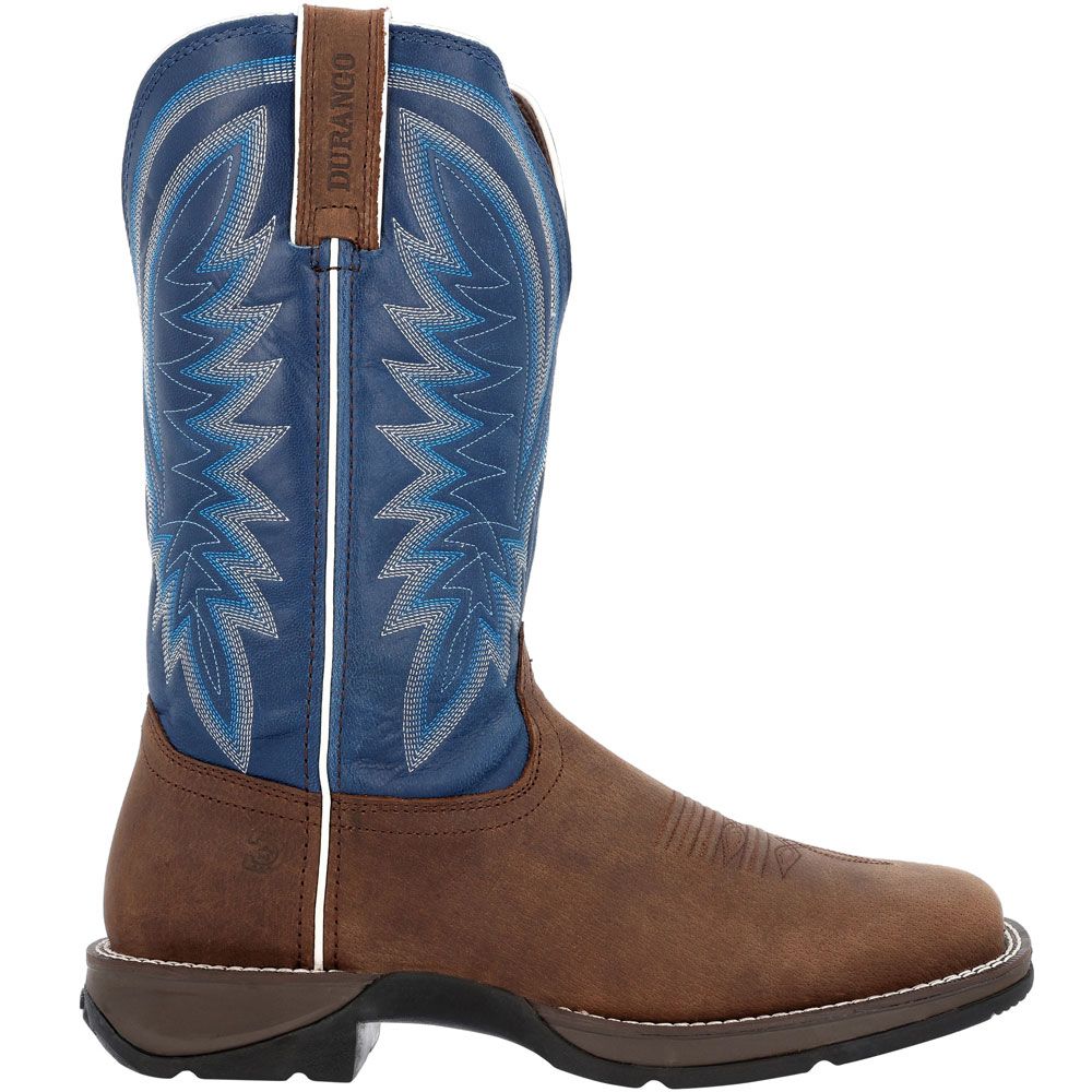 Durango Rebel DDB0429 12" Mens Western Boots Saddle Brown Denim Blue Side View