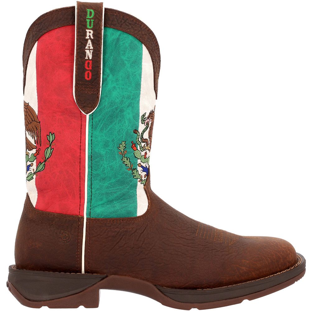Durango Rebel DDB0430 Mexico Flag Mens Western Boots Sandy Brown Mexico Flag Side View